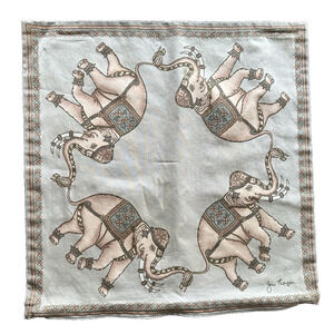 Jim Thompson 4 Elephants Throw Pillow Cover Pillowcase Sage Green Square 15”